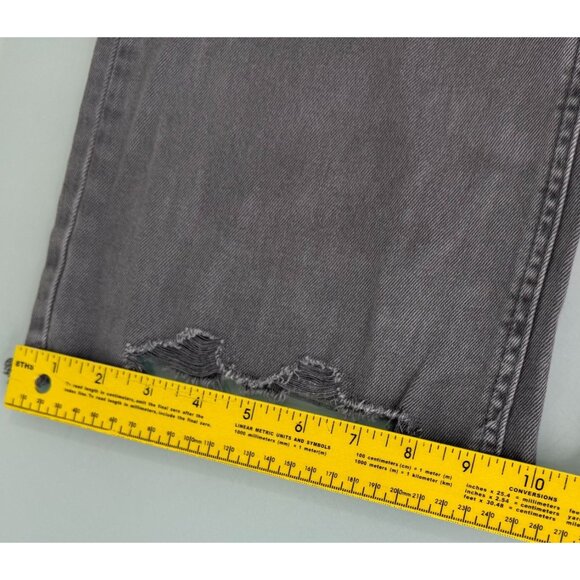 Zenana Jeans Cropped Distressed Washed Gray Destroyed Wide Leg 100% Cotton Boho - Picture 10 of 11